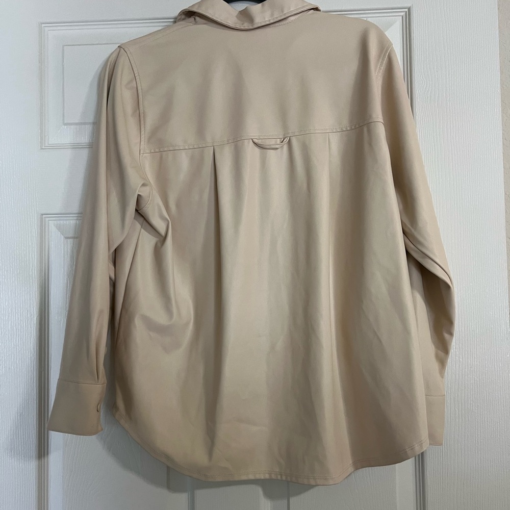 Off-white pleather button-up - Picture 2 of 6